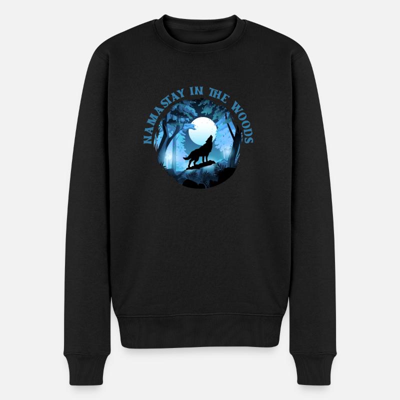 Wolf - Männer Premium Bio Pullover - Schwarz