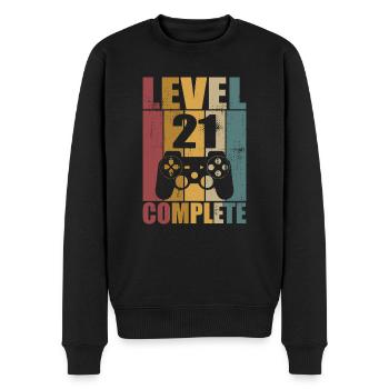 21. Geburtstag Level 21 Complete Gamer 21 Jahre - Männer Premium Bio Pullover - Schwarz - Vorne - Nico (187cm)