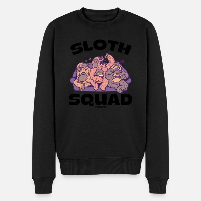 Sloth Squad - Männer Premium Bio Pullover - Schwarz