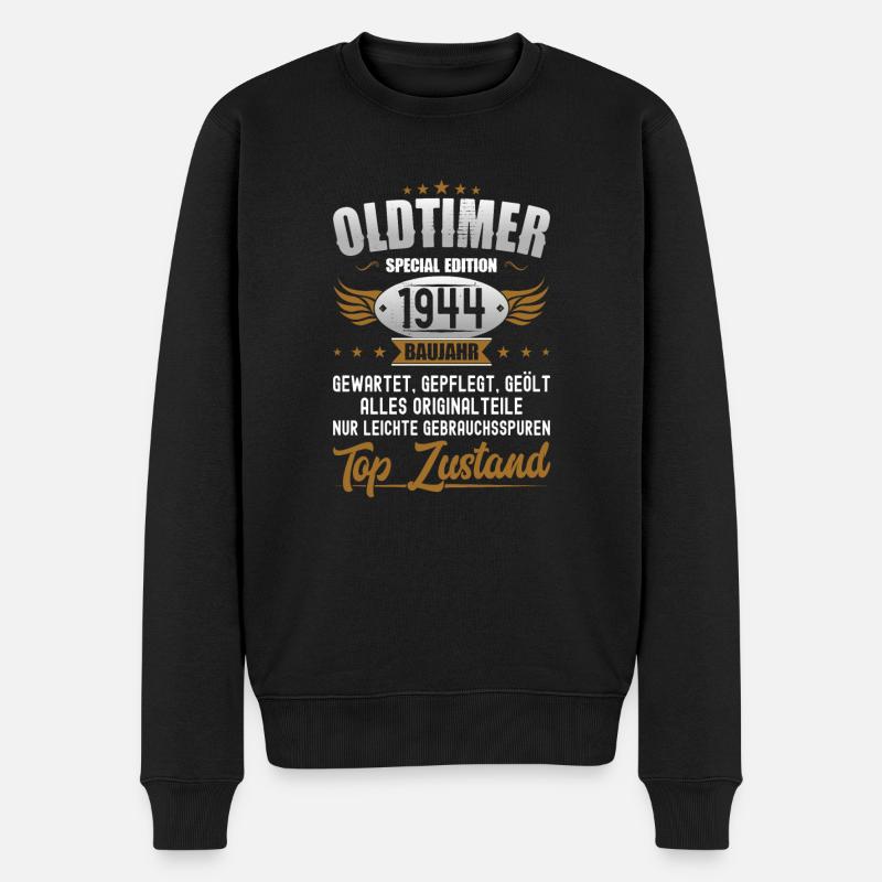 Oldtimer Baujahr 1944 Geboren Geburtstag Geboren - Männer Premium Bio Pullover - Schwarz