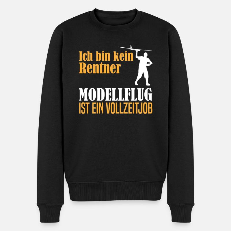 Rentner Ruhestand Modellflug Spruch Geschenk - Männer Premium Bio Pullover - Schwarz