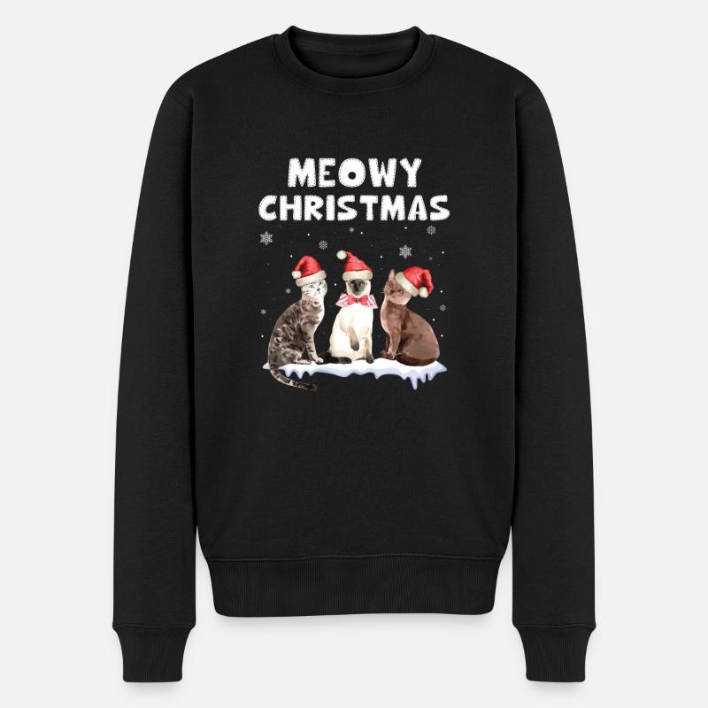 Katzen Weihnachten Geschenk Kätzchen - Männer Premium Bio Pullover - Schwarz