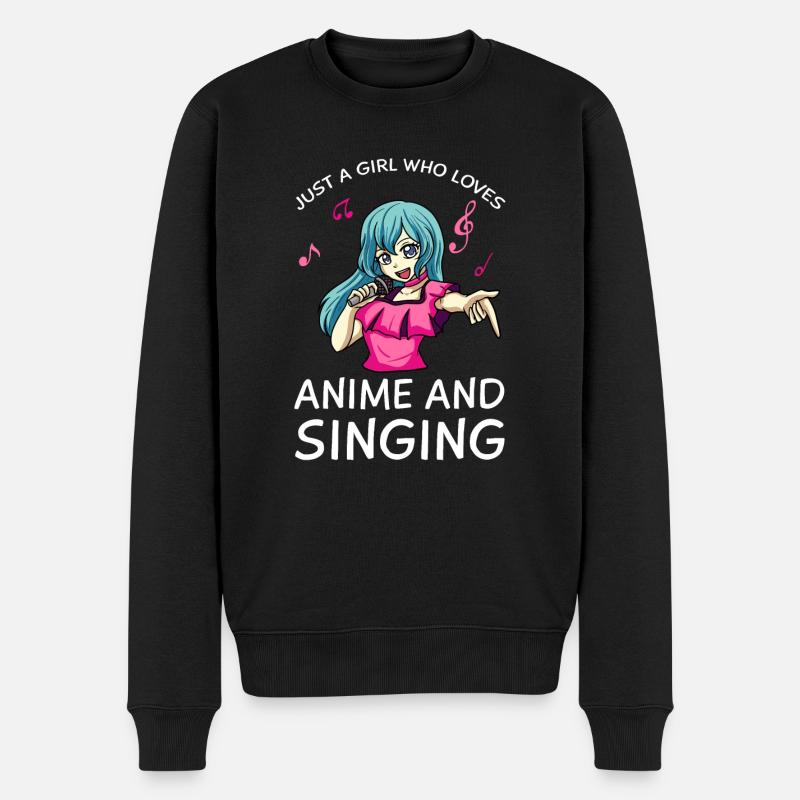 Anime Manga Kawaii Mädchen Singen Musik - Männer Premium Bio Pullover - Schwarz