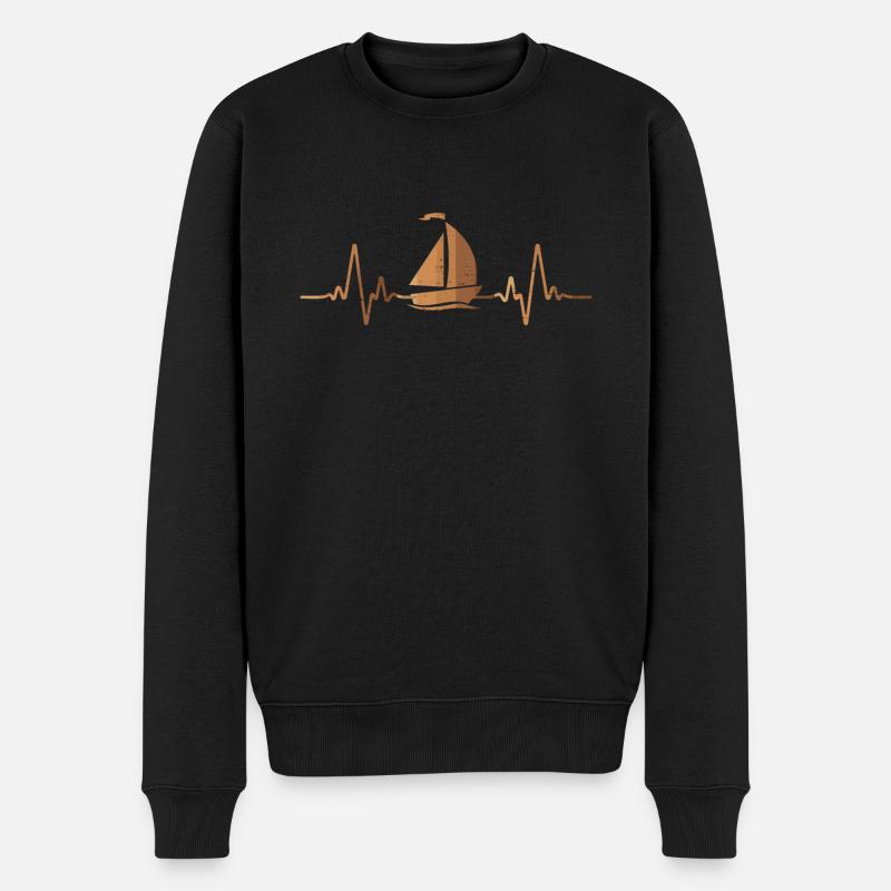 Vintage Heartbeat Voilier Navigation de plaisance ECG - Pull Premium bio Homme - noir