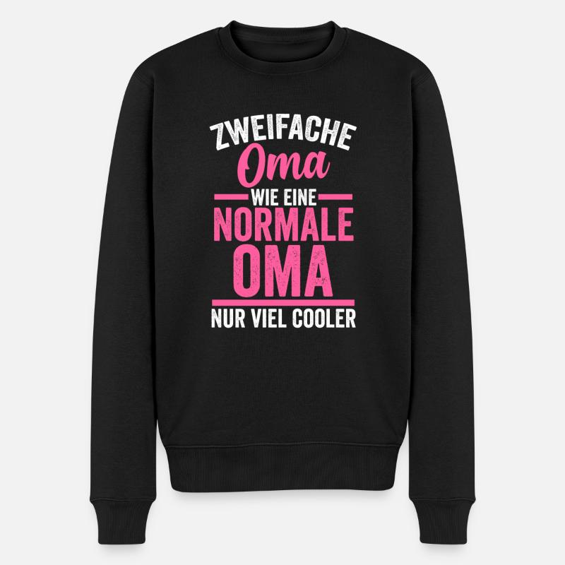 Zweifache Oma - Männer Premium Bio Pullover - Schwarz