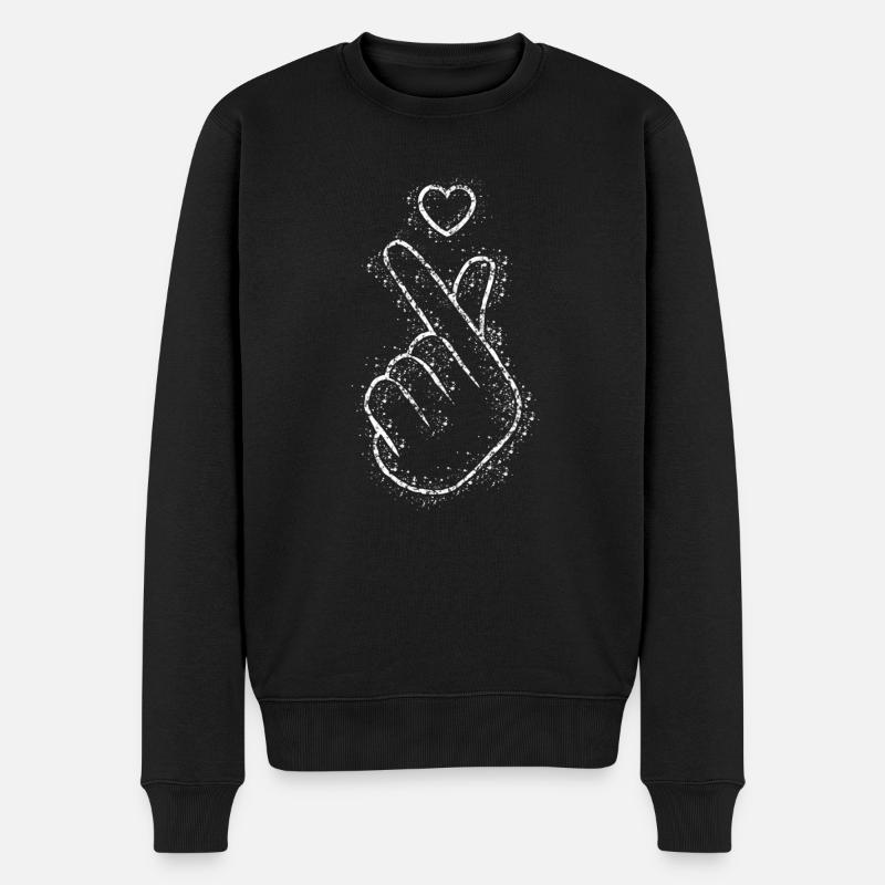 Kpop Saranghae Finger Herz K-Pop - Männer Premium Bio Pullover - Schwarz