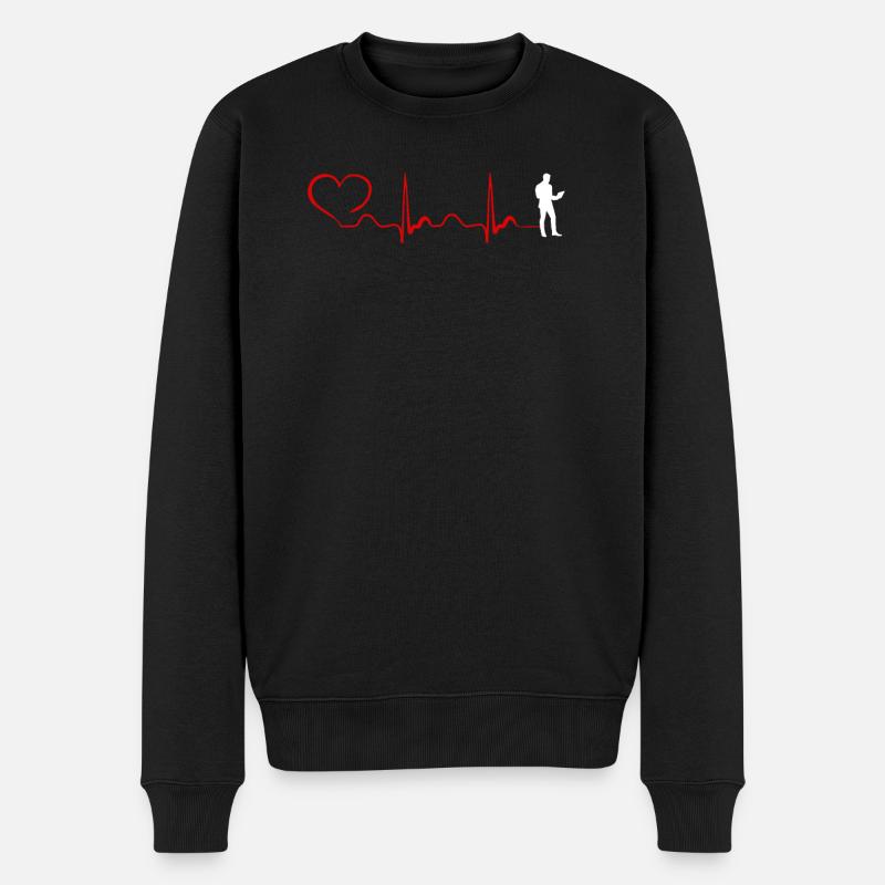Programming Heartbeat And Heart - Männer Premium Bio Pullover - Schwarz