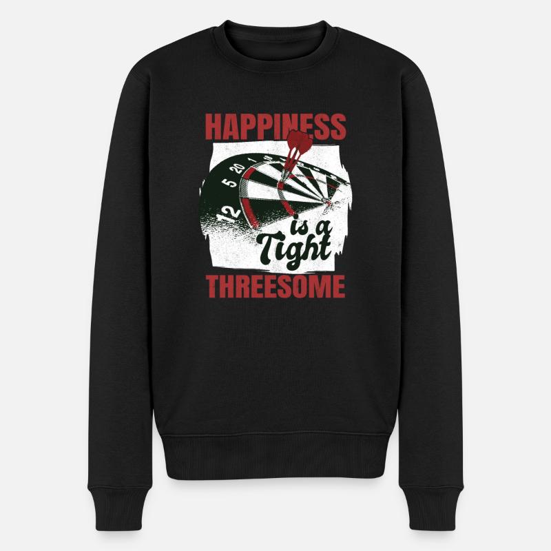 Happiness Is A Tight Threesome Dart Player Dart - Männer Premium Bio Pullover - Schwarz