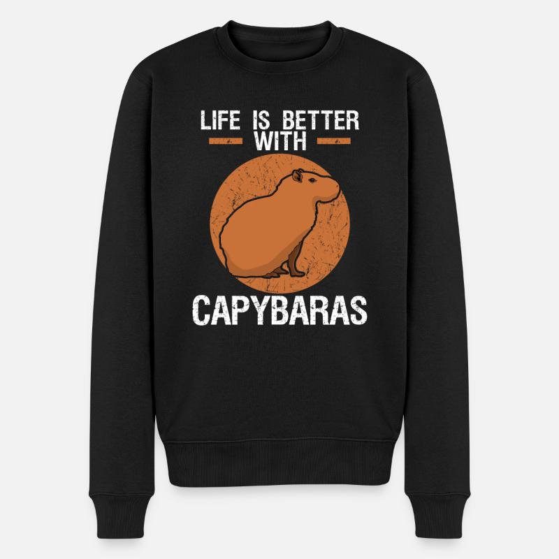 Capybara Witz Wasserschwein Capybaras - Männer Premium Bio Pullover - Schwarz