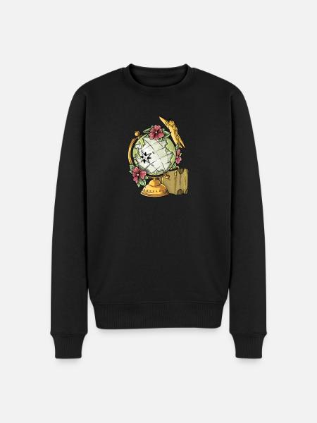 Wandelen I Koffer Kompas Bos Alpen Bergen Motief - Mannen Premium Bio sweater - zwart