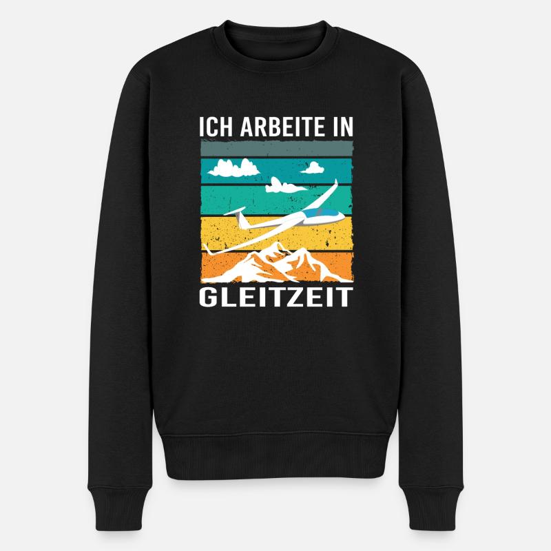 Ich arbeite in Gleitzeit - Männer Premium Bio Pullover - Schwarz