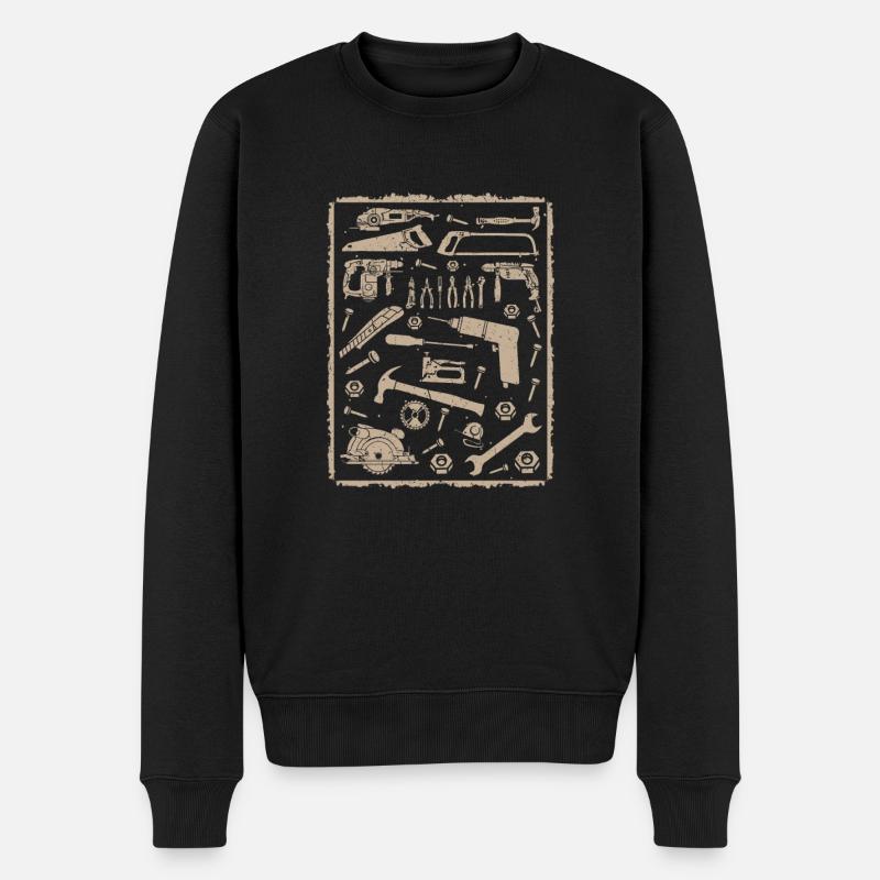 Werkzeuge mit Rahmen vintage - Männer Premium Bio Pullover - Schwarz