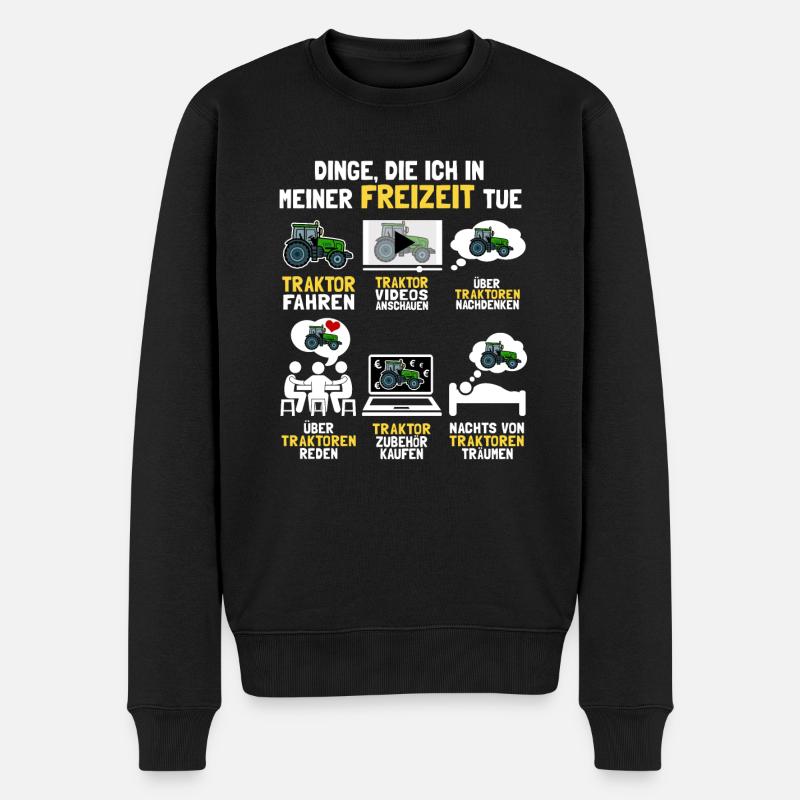Dinge die Ich in meiner Freizeit tue Landwirt - Männer Premium Bio Pullover - Schwarz
