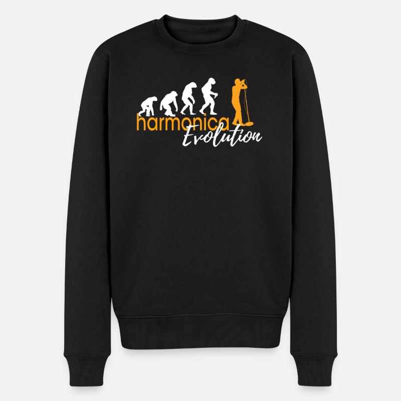 HARMONICA EVOLUTION - Men's Premium Organic Jumper - black