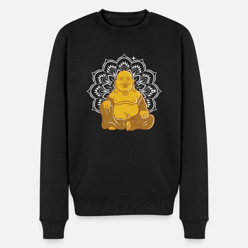 Méditation Bouddha Mandala Bouddhiste - Pull Premium bio Homme - noir