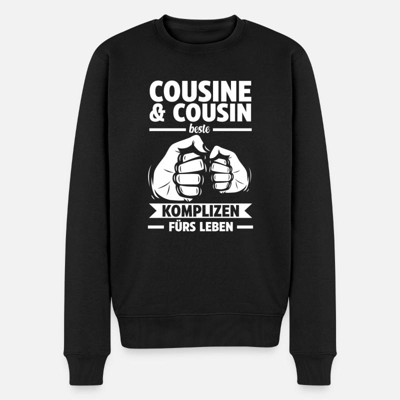 Cousin und Cousine - Männer Premium Bio Pullover - Schwarz