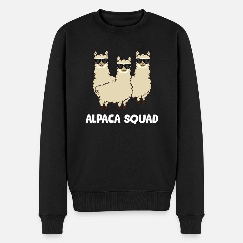 Alpaka Squad Liebe Alpakas - Männer Premium Bio Pullover - Schwarz