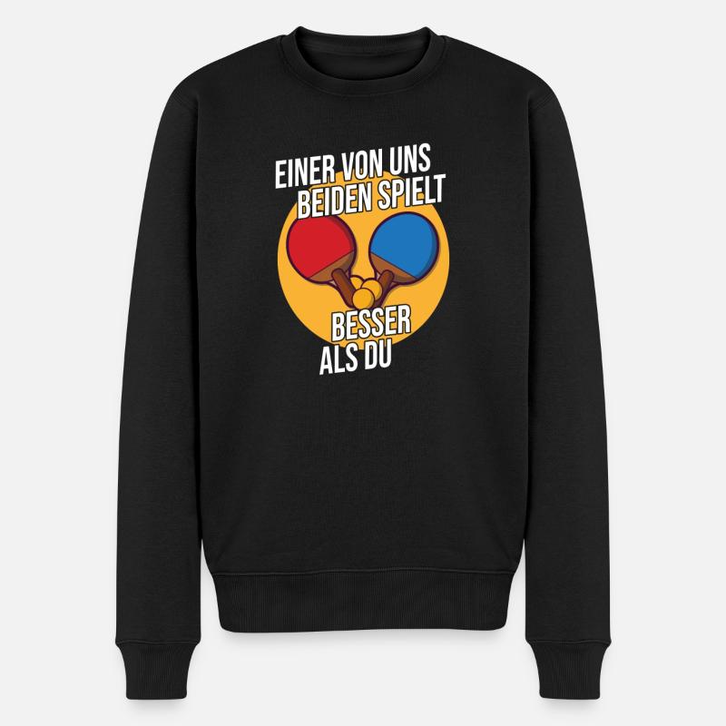 Einer von uns beiden spielt besser Tischtennis - Männer Premium Bio Pullover - Schwarz