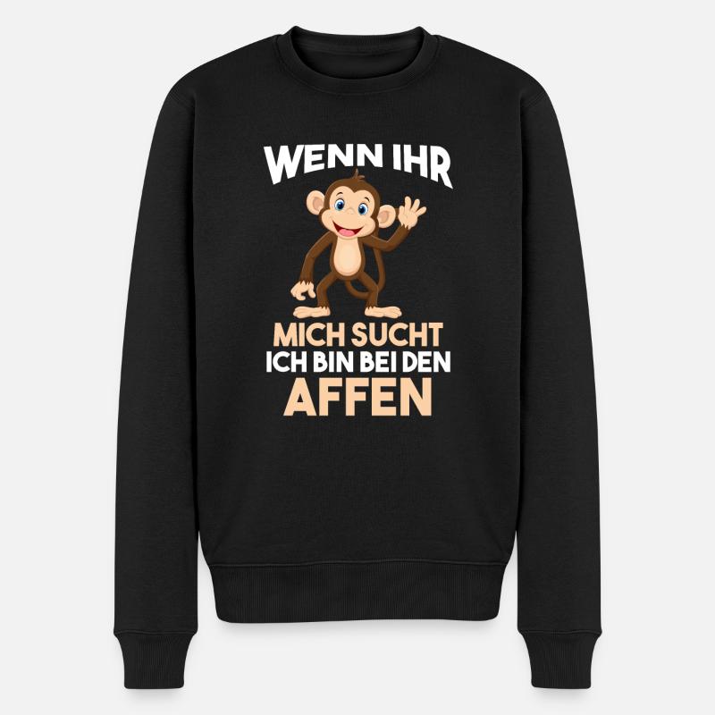 Ich bin bei den Affen - Männer Premium Bio Pullover - Schwarz