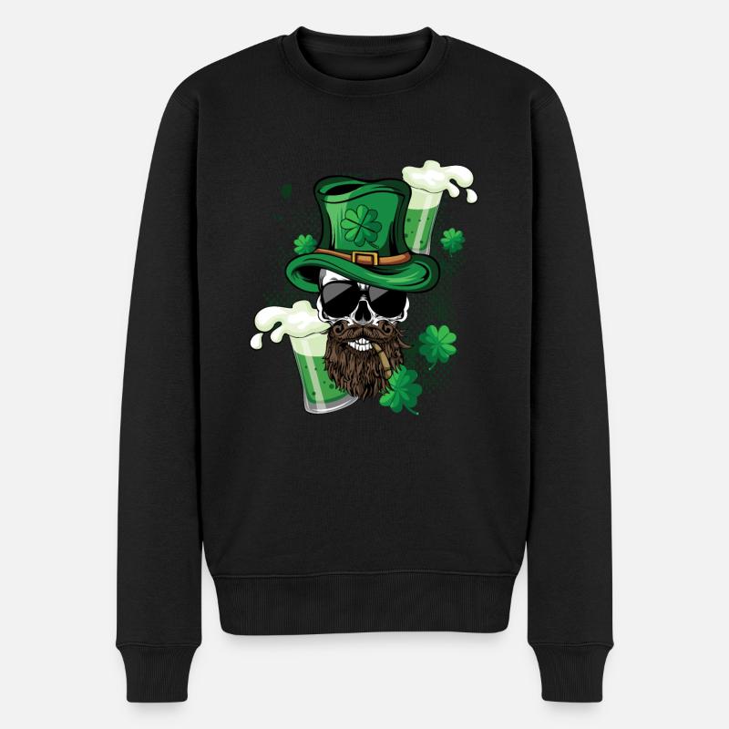 Fumer Squelette Crâne Saint Patrick - Pull Premium bio Homme - noir