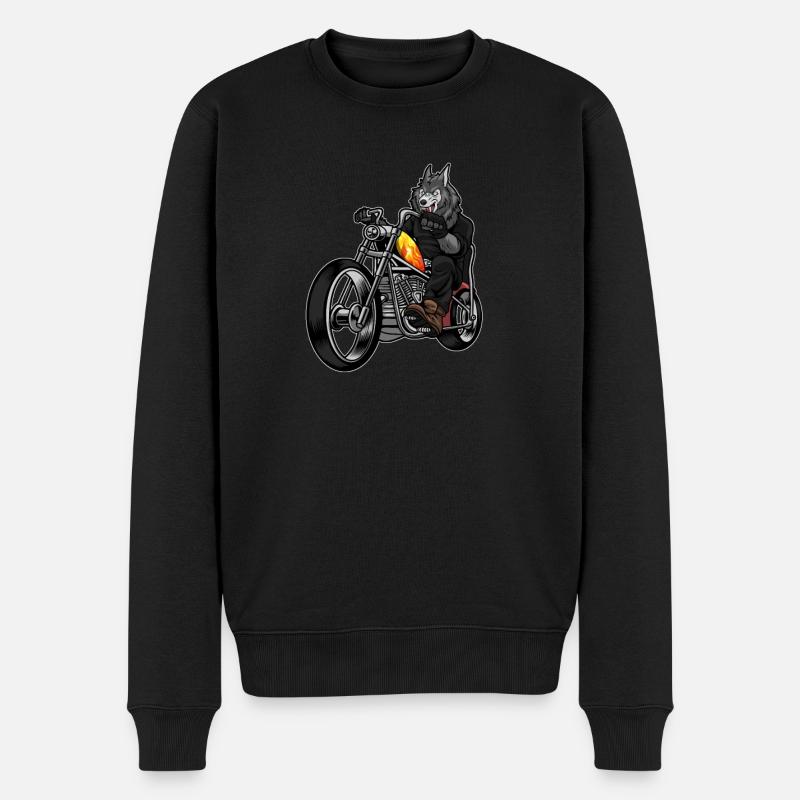 Wolf - Männer Premium Bio Pullover - Schwarz