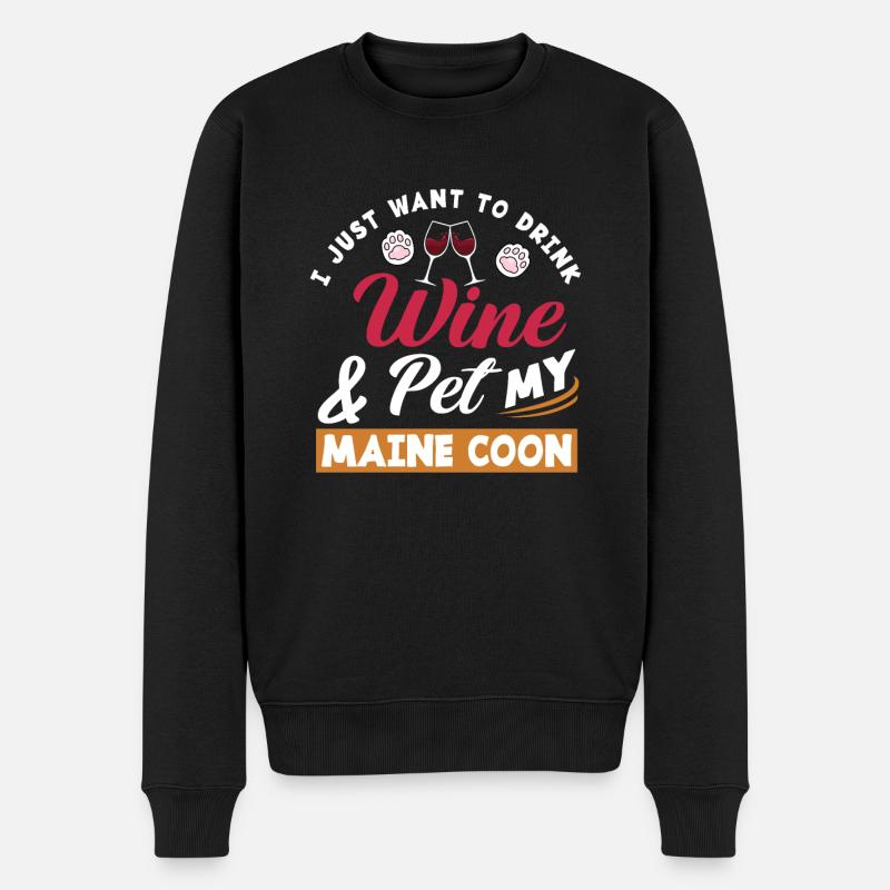 Maine Coon Chat - Pull Premium bio Homme - noir