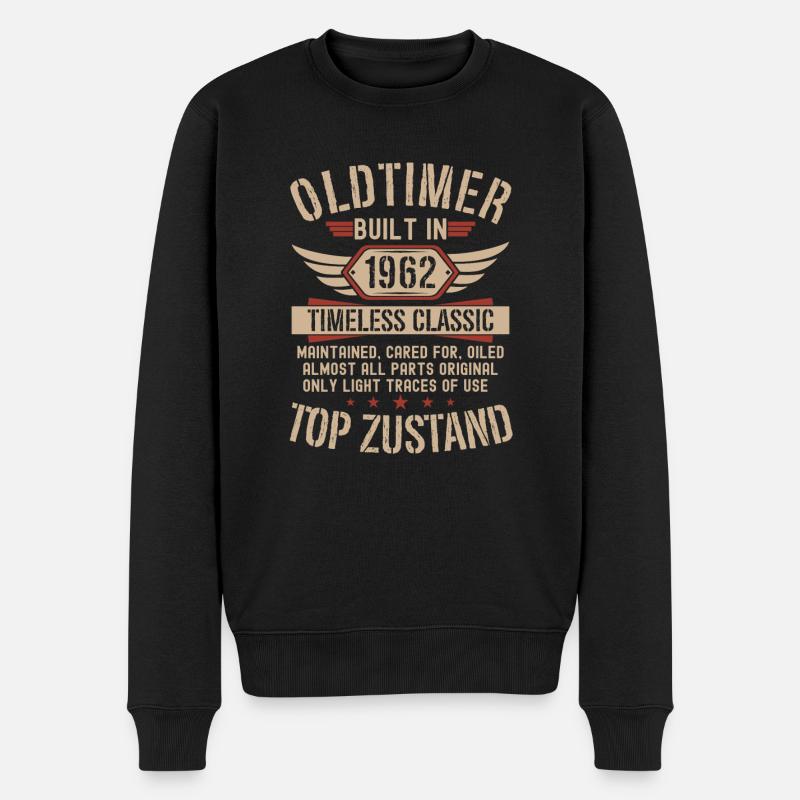 Oldtimer Baujahr 1962 Geboren Jahrgang Geburtstag - Männer Premium Bio Pullover - Schwarz