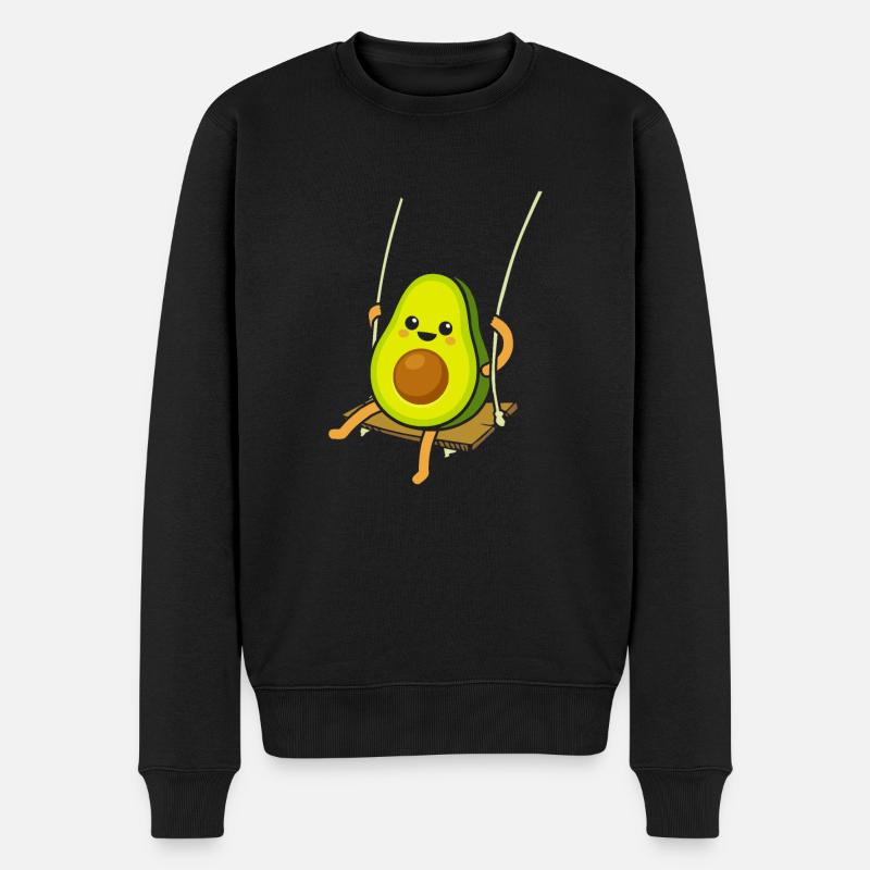 Avocado auf einer Schaukel - Männer Premium Bio Pullover - Schwarz