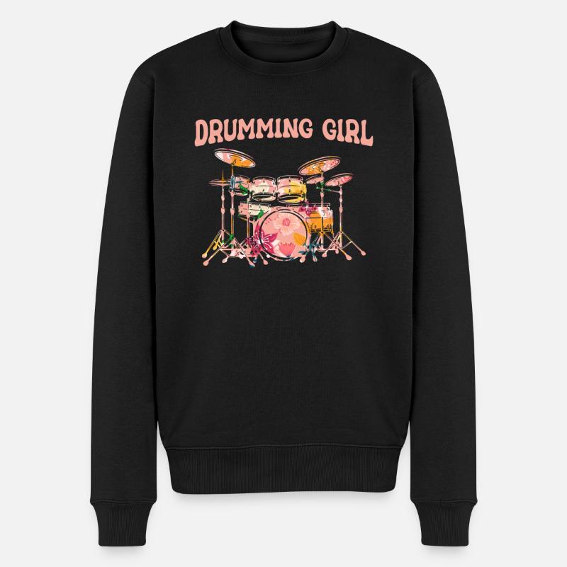 Schlagzeug Drummer Schlagzeuger - Männer Premium Bio Pullover - Schwarz