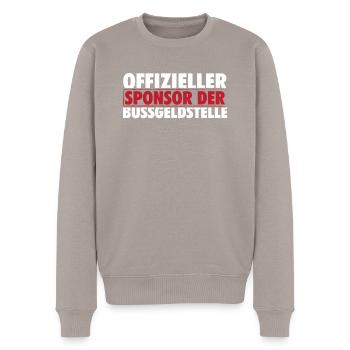 Offizieller Sponsor der Bußgeldstelle - Männer Premium Bio Pullover - Taupe - Vorne - Nico (187cm)