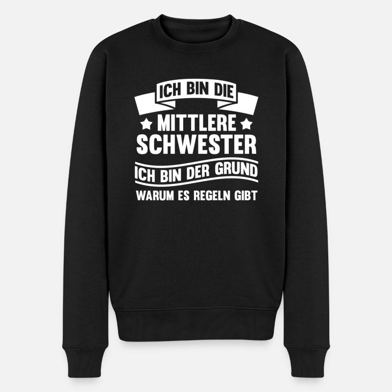 Mittlere Schwester Geschwister Schwester Geschenk - Männer Premium Bio Pullover - Schwarz