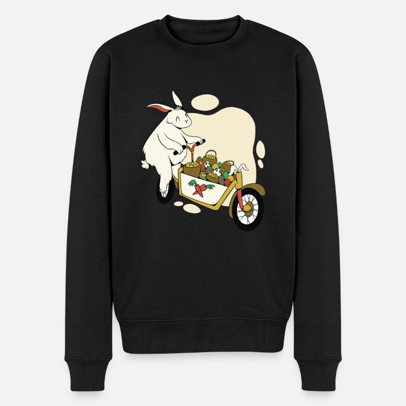 Lapin de Pâques sur le vélo cargo - Pull Premium bio Homme - noir