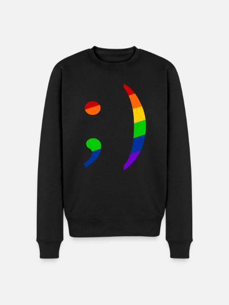 Retro Emoji Wink Queer - Men's Premium Organic Jumper - black