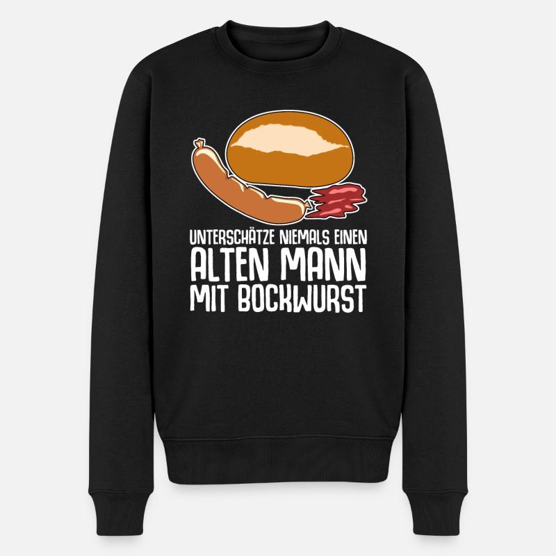 Bockwurst Wurst Alter Mann Bratwurst - Männer Premium Bio Pullover - Schwarz