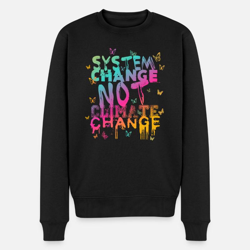 System Change - not Climate Change - Männer Premium Bio Pullover - Schwarz