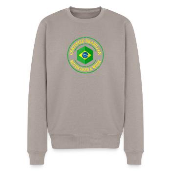 Drapeau Brésilien Certifié Brésilien - Pull Premium bio Homme - taupe - Devant - Nico (187cm)