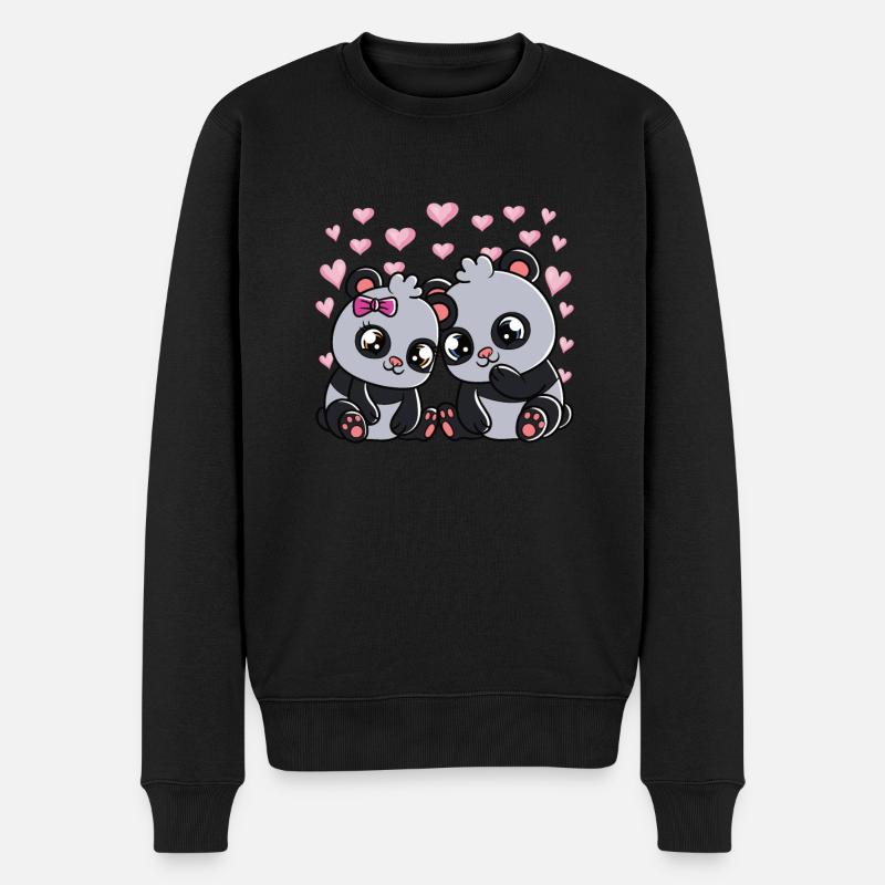 Mignon Panda Bears Saint-Valentin - Pull Premium bio Homme - noir