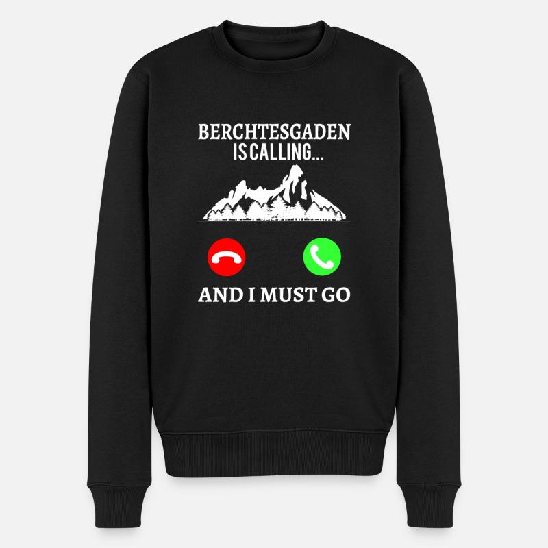 Watzmann Gipfel Berchtesgaden ruft Wandern - Männer Premium Bio Pullover - Schwarz