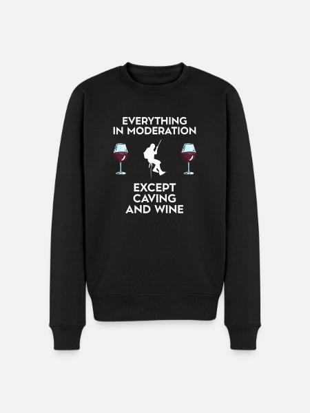 Caving And Wine - Männer Premium Bio Pullover - Schwarz