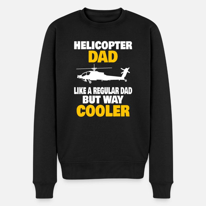 Helicopter Pilot Aviation Helicopter Dad - Männer Premium Bio Pullover - Schwarz