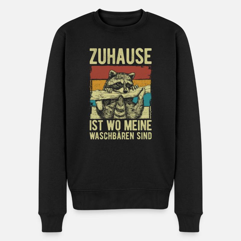 Waschbär Zuhause ist wo meine Waschbären sind - Männer Premium Bio Pullover - Schwarz