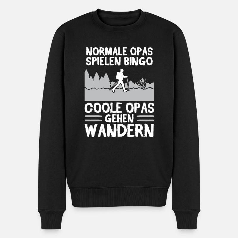Wanderer Opa Bergsteiger Geschenk - Männer Premium Bio Pullover - Schwarz