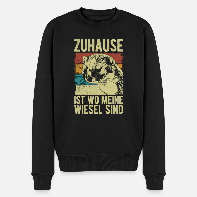 Zuhause ist wo meine Wiesel sind Frettchen - Männer Premium Bio Pullover - Schwarz