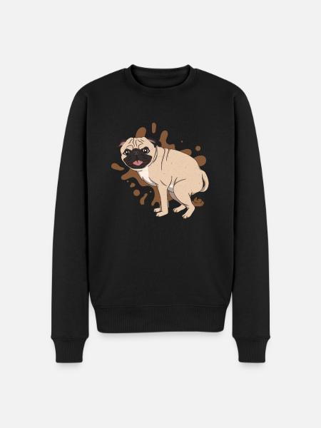 Pug poops piles of poop - Men's Premium Organic Jumper - black