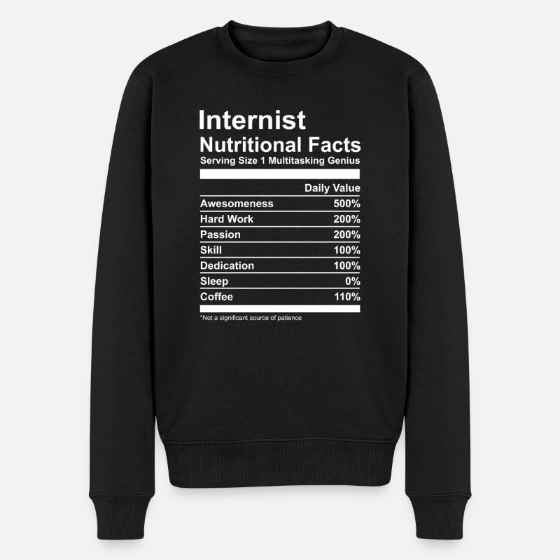 Internist Nutritional Facts Tee - Männer Premium Bio Pullover - Schwarz