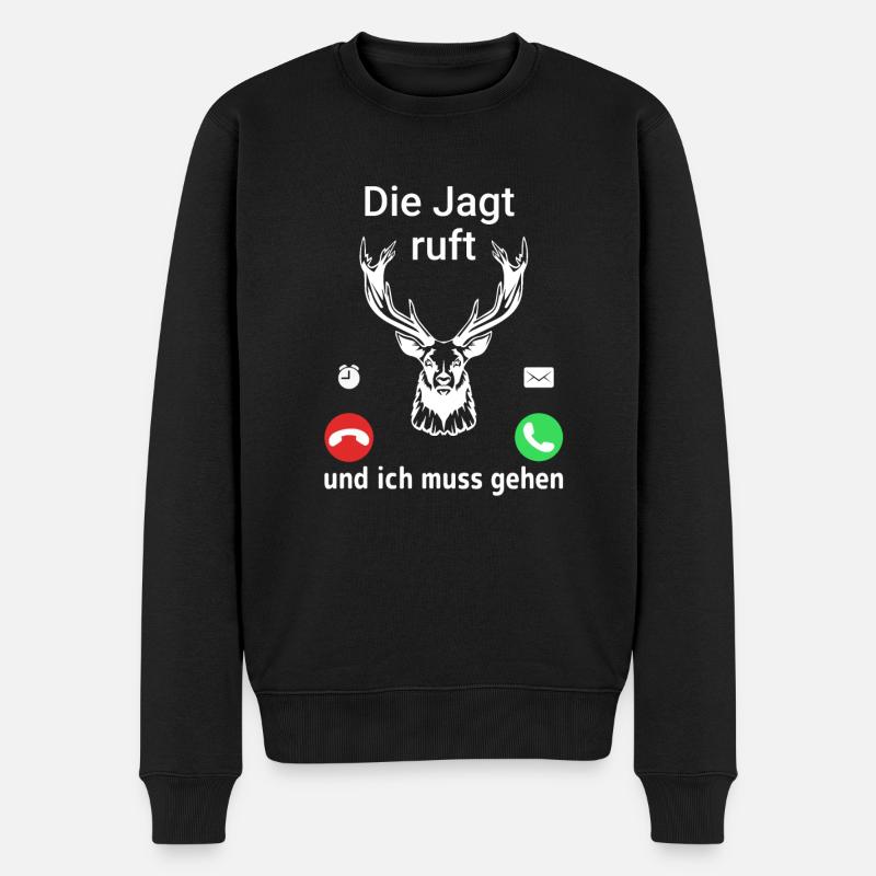Jäger Die Jagt Ruft - Männer Premium Bio Pullover - Schwarz