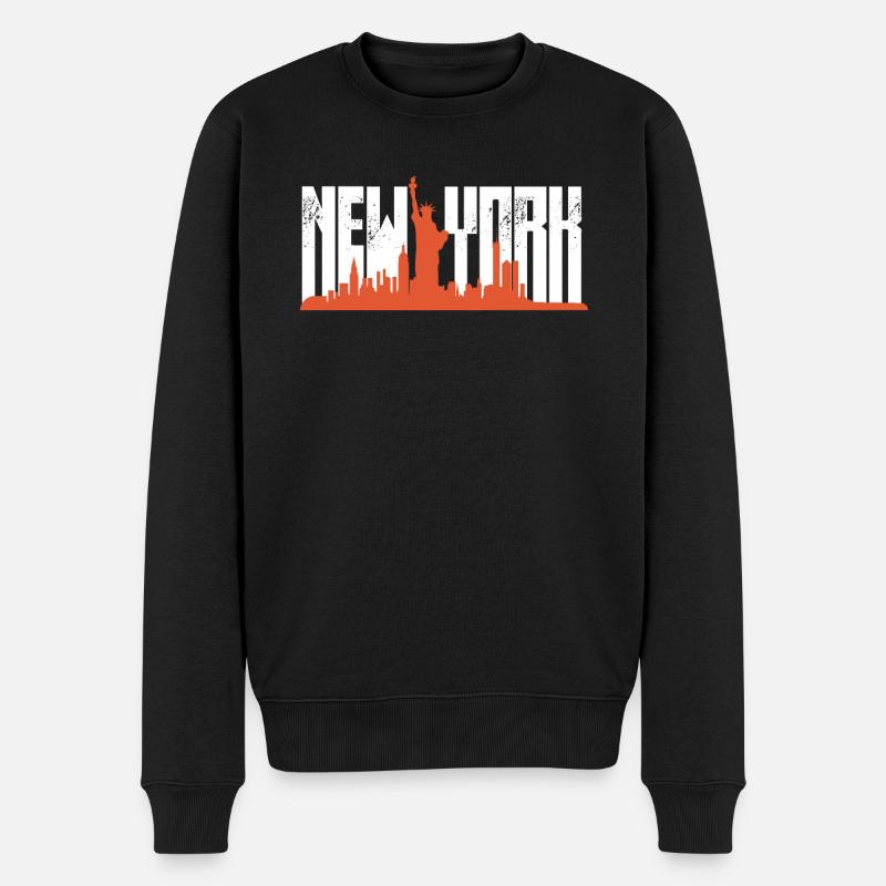 New York - Männer Premium Bio Pullover - Schwarz