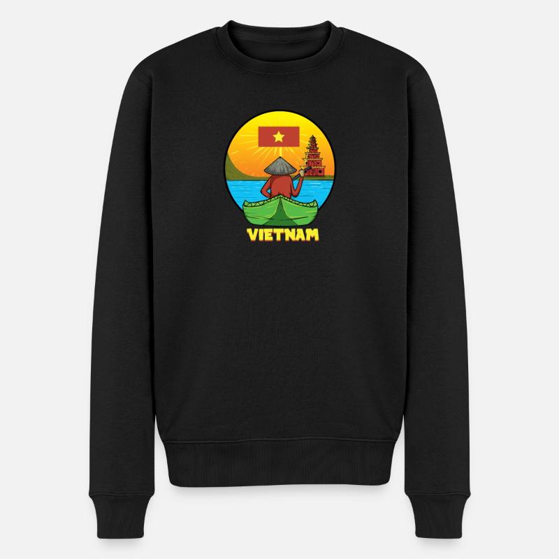 Vietnam I Hanoi Roller Pho Bo Reise Motiv für - Männer Premium Bio Pullover - Schwarz