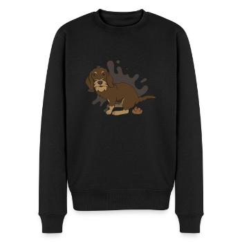 Rauhaardackel kackt Kackhaufen - Männer Premium Bio Pullover - Schwarz - Vorne - Nico (187cm)