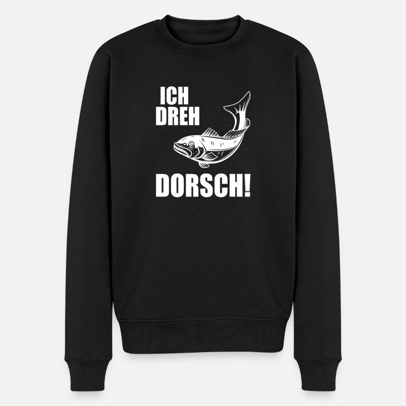 Ich Dreh Dorsch Angler Fischer Hobby Angeln - Männer Premium Bio Pullover - Schwarz